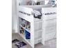 Ersula White Kids Mid Sleeper, Desk, Drawers Storage Bun Bed 7