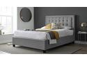 4ft6 Double Grey ottoman fabric upholstered,Square, buttoned storage gas lift up bed frame 2