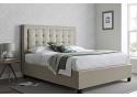4ft6 Double Oatmeal ottoman fabric upholstered,Square, buttoned storage gas lift up bed frame 2