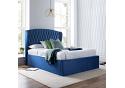 5ft King Size Velvet blue ottoman fabric upholstered buttoned storage gas lift up bed frame 3