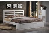 4ft6 Double Brett, Pure white wood bed frame with drawer storage 4