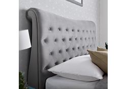 6ft super king Oxford, Grey velvet fabric upholstered bed frame 3