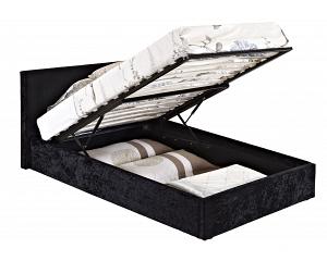 5ft King Size Berlinda Fabric upholstered ottoman bed frame Black Crushed Velvet
