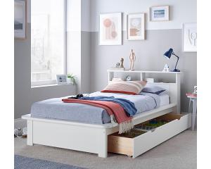 3ft Single Frasier white bed frame with shelf storage