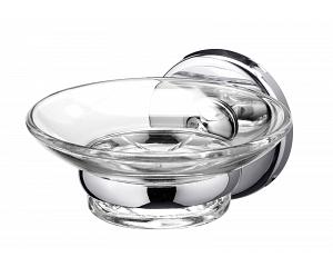 Chrome effect and glass soap dish holder