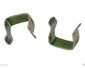 Pair of bed base linking clips, metal 'U' clips