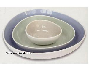 6 piece serving bowls.Blue and Green.