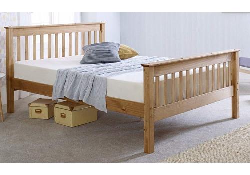 5ft King Size Pine Wood Natural Waxed Bed Frame,Bedstead High Head End, High Foot End Shaker 1