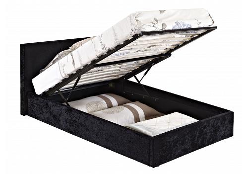 4ft6 Double Berlinda Fabric upholstered ottoman bed frame Black Crushed Velvet 1
