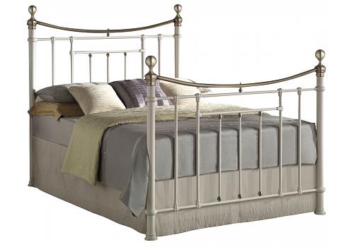 5ft King Size Traditional Ivory Cream Bronwin metal bed frame 1